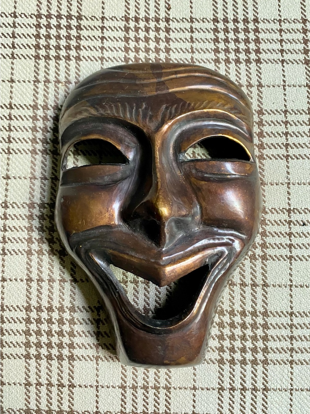 Brass Smiling Wall Mask - Home Art